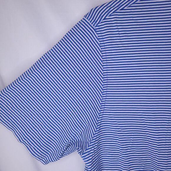 J Mclaughlin Polo Shirt Mens Large Striped Blue, White Pima Cotton Golf - Picture 3 of 11